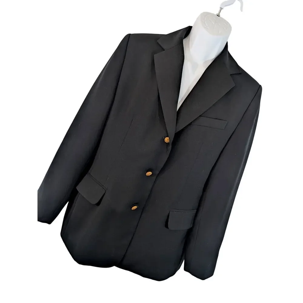 L.L. BEAN! LUXE BLACK DRESS JACKET, BLAZER, GOLD BUTTONS, MACHINE WASHABLE! 18R